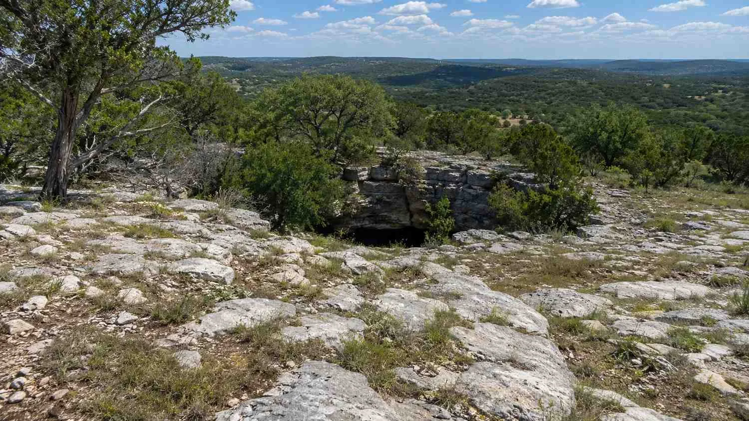 Exposed karst limestone recharge zone terrain in Austin area.