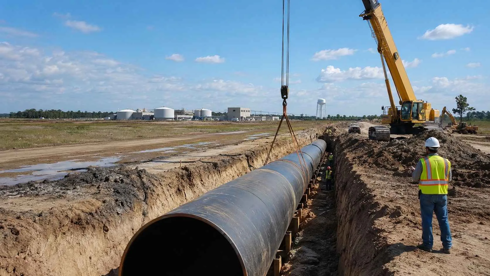 Houston area MUD water treatment plant under construction for SJRA surface water conversion.