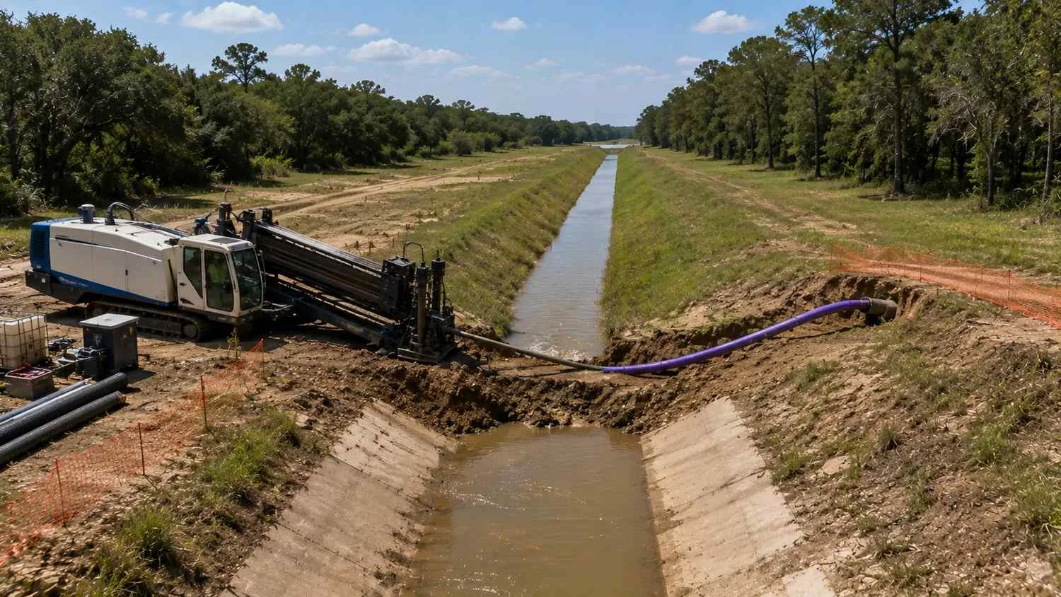 Force main crossing Harris County drainage easement corridor.