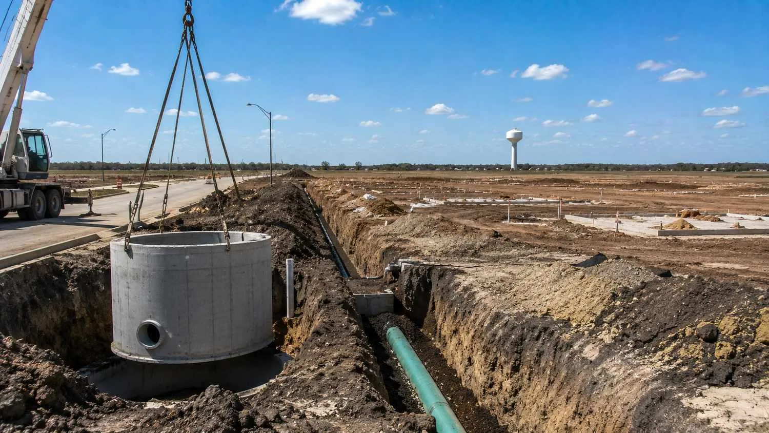 Lift station installation serving McKinney growth corridor sewer basin.