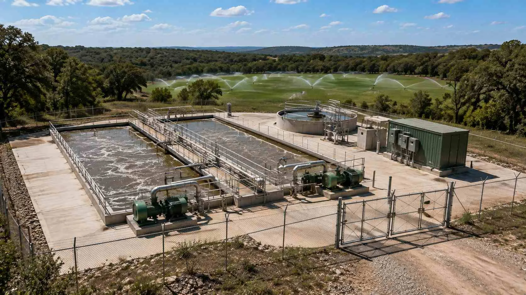 Private wastewater treatment plant serving Travis County exurban subdivision.