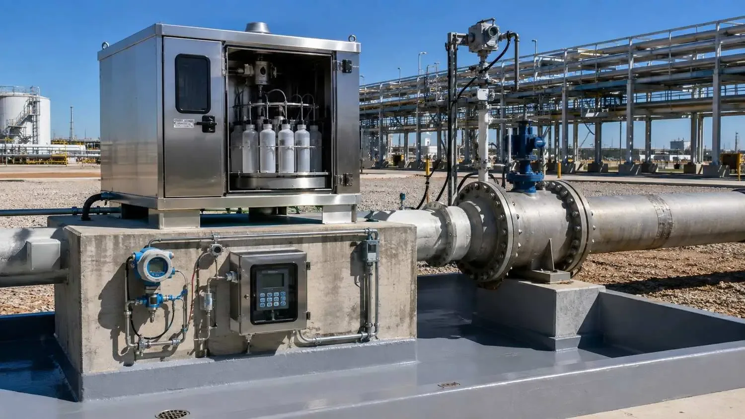 Industrial wastewater sampling station at Houston area process facility.
