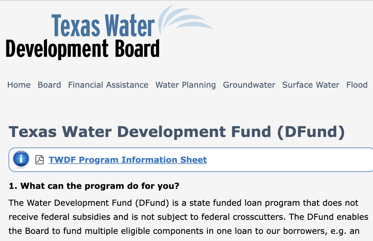 Texas Water Development Fund (DFund)