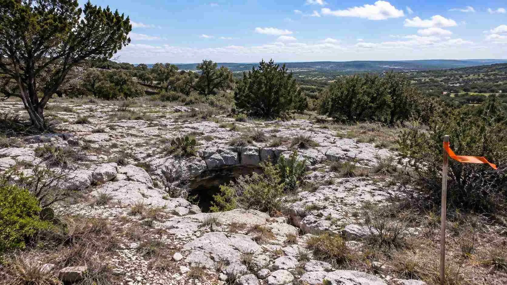 Karst limestone terrain near Edwards Aquifer sensitive zone in Travis County.