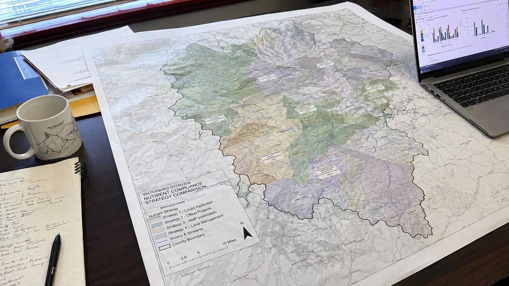 Reviewing a watershed map for nutrient compliance strategy
