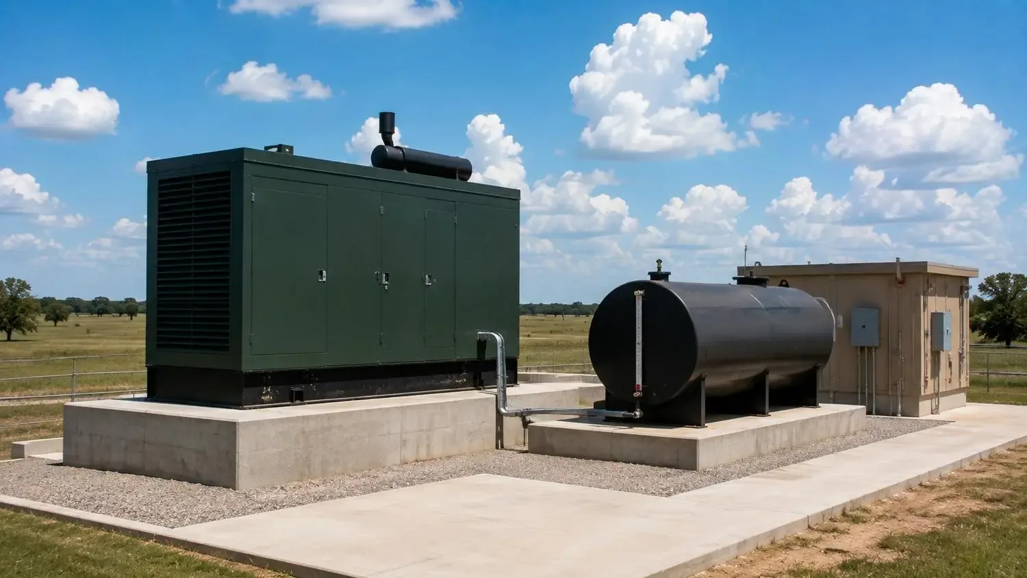 Properly elevated backup generator and fuel storage at Houston area wastewater facility.