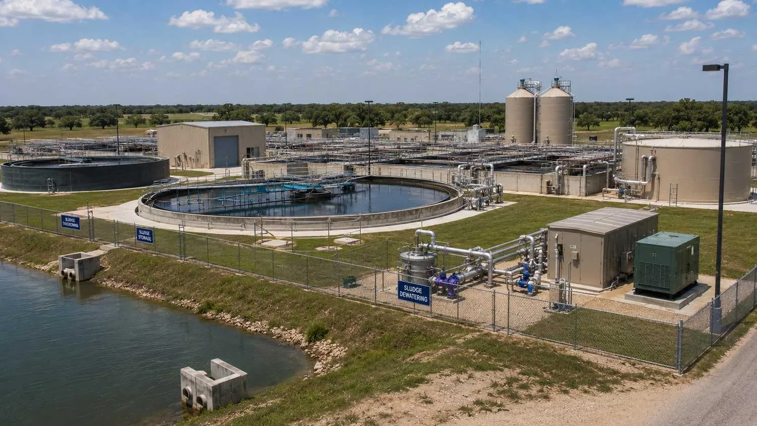 Developer-owned private wastewater treatment plant on Houston area development site.