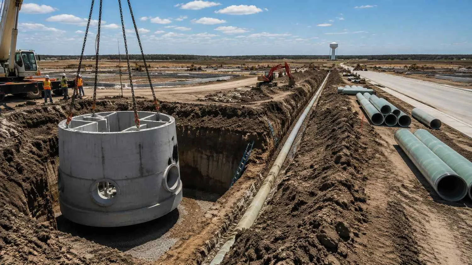 Lift station installation at McKinney master planned community serving multiple development phases.